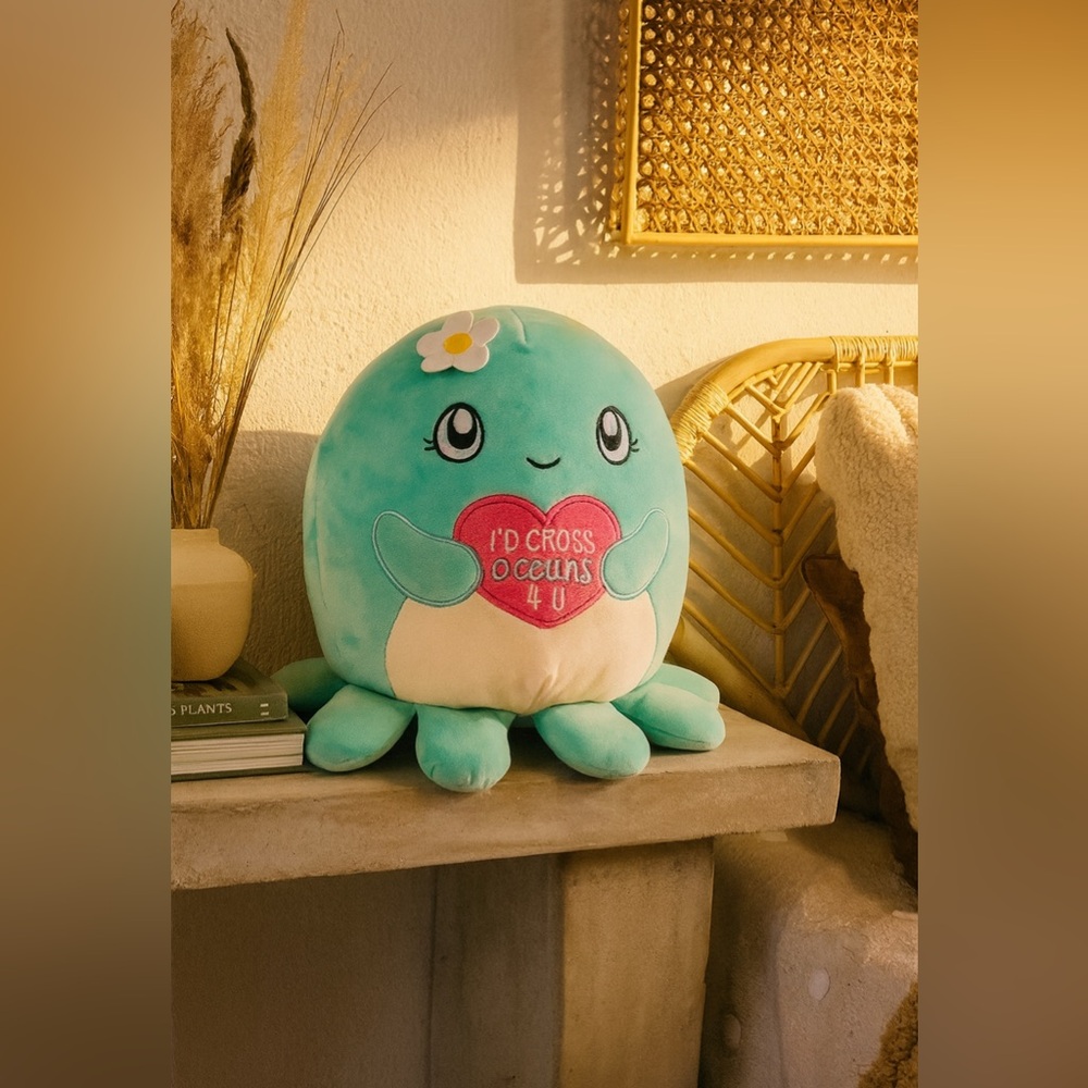 SQUISHMALLOW blue and white valentine special gift plush octopus